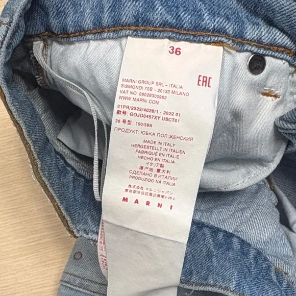 Marni Light Blue Embroidered Denim Mini Skirt - Picture 3 of 4